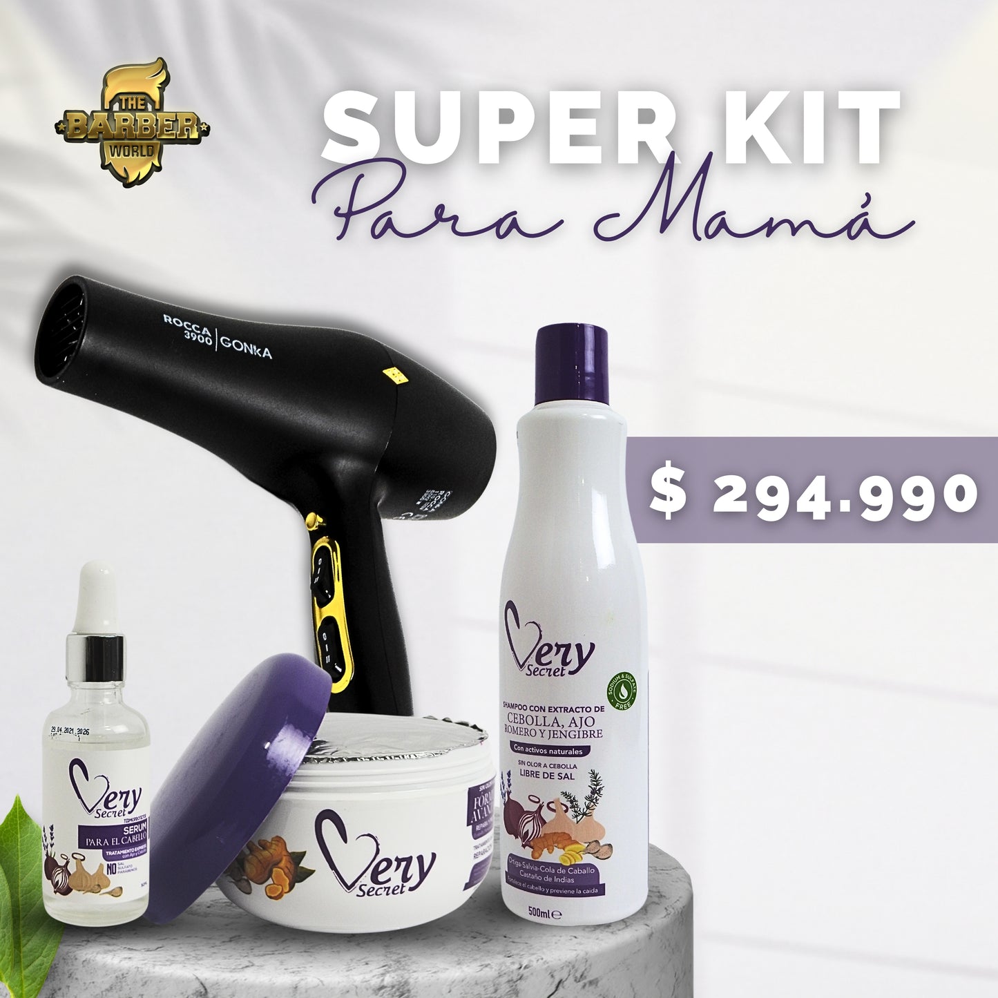 Super kit para mamá Secador Gonka Rocca + Tratamiento Very Secret